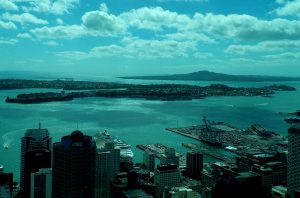 view rangitoto auckland harbour from sky tower