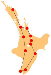 North Island Itinerary Route